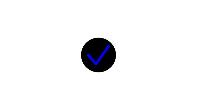 Account Activated Successful white check mark icon isolated on black background. Modern mobile interface account activation verification access 4k video animation icon. 