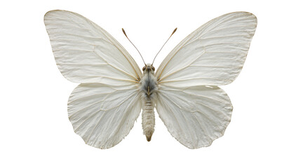 Delicate white butterfly with intricate wing patterns, isolated on transparent background © Aliona