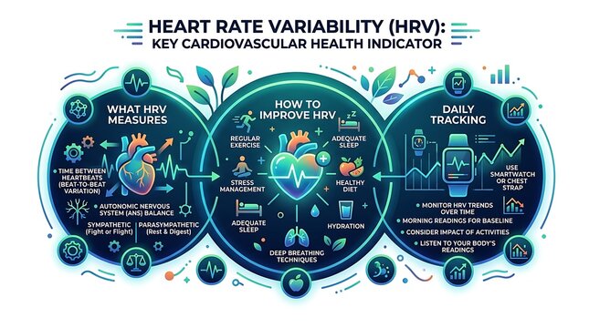 Heart rate variability hrv infographic for cardiovascular health
