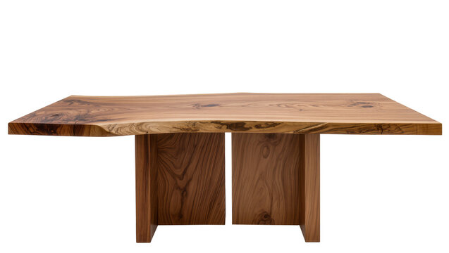 Live edge wood dining table with natural wood grain and solid base