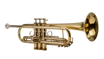 Obraz premium Brass trumpet with valves and bell