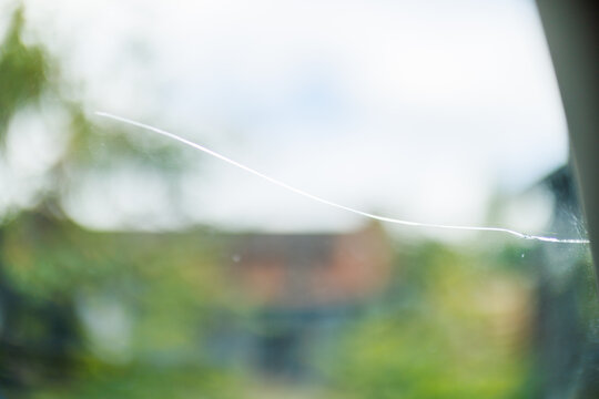 Close up of crack in windscreen