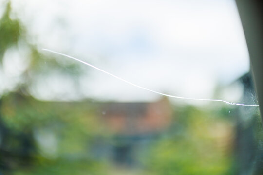 Close up of crack in windscreen