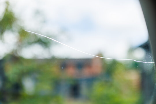 Close up of crack in windscreen