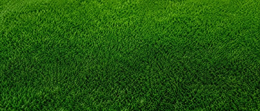 lush green grass blades shown in macro close up with detailed texture and shallow depth of field, realistic lawn surface, concept of landscaping, sports grounds, environmental design