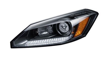Modern car headlight with LED daytime running lights and amber turn signal © Paul
