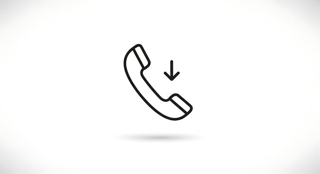 Telephone receiver with downward arrow icon.