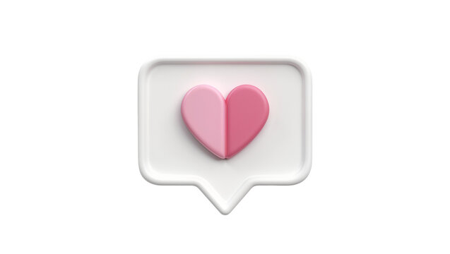 Pink heart icon in white speech bubble