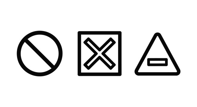 Prohibition do not enter and warning sign icons on white background