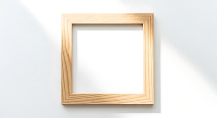 Fototapeta premium Wooden picture frame on white background.