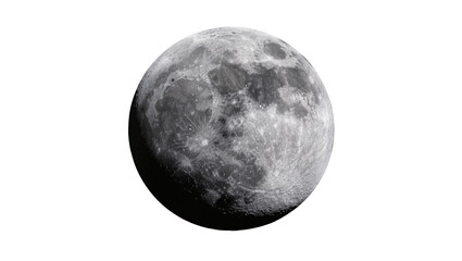 Obraz premium Detailed full moon with craters and maria, isolated on transparent background