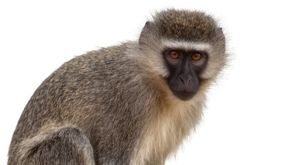 Vervet monkey with grey fur and dark face, isolated on transparent background © Sorin