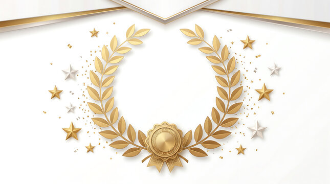 Circular Golden Wreath Frame with Copy Space for Business Award Ceremony