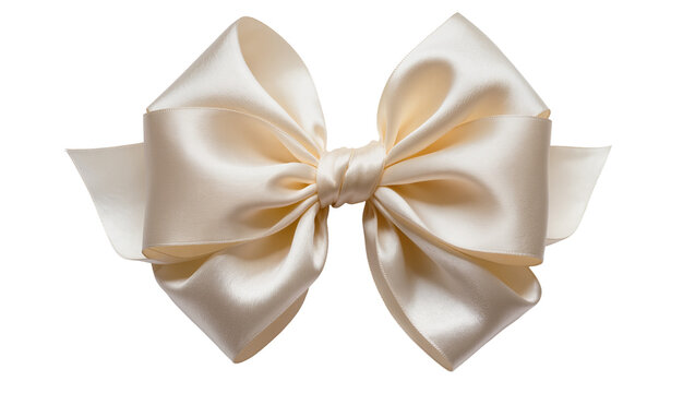 Cream satin bow with loops and tails