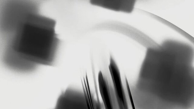 Abstract black and white monochrome motion graphics background with blurred shapes