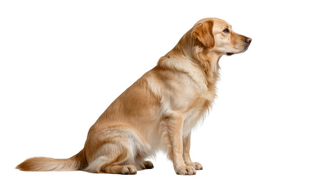 Golden Retriever dog sitting profile view