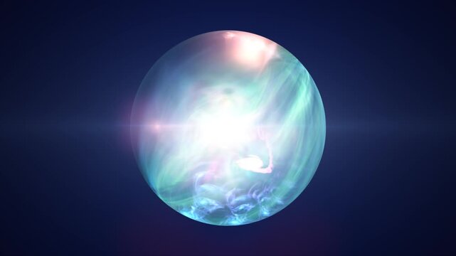 Vibrant magenta plasma orb with a glowing central burst and flowing energy clouds against a deep blue background.