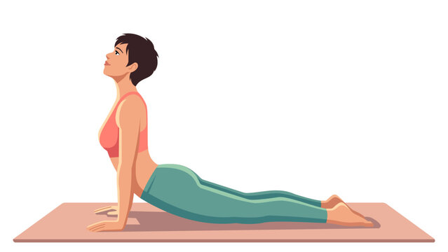 Mindfulness meditation and core flexibility training template with female character