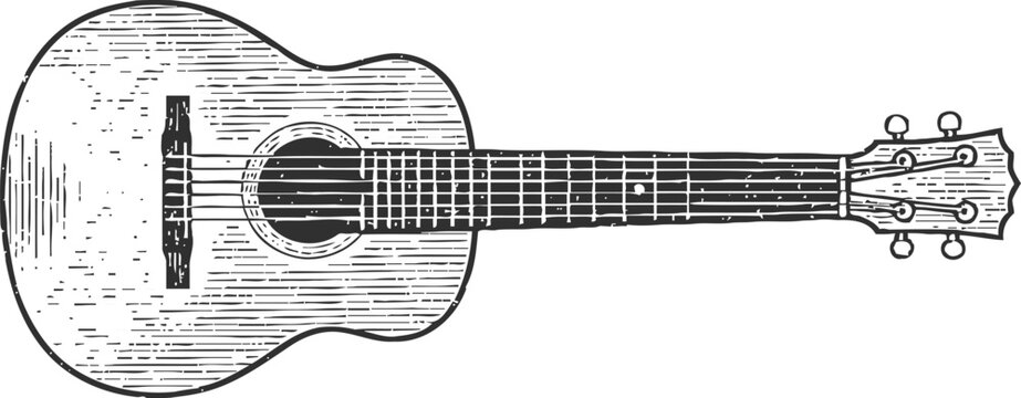 vintage acoustic guitar engraving classic string musical instrument illustration