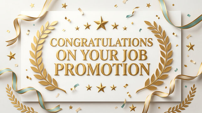 Bold Gold Lettering Congratulations on Your Job Promotion Vector Banner