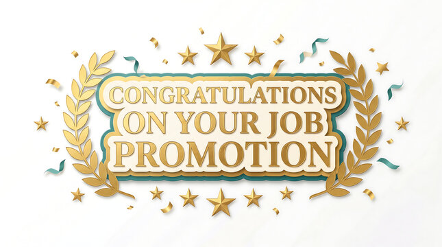 Multi Layered Emblem Congratulations on Your Job Promotion Vector Banner