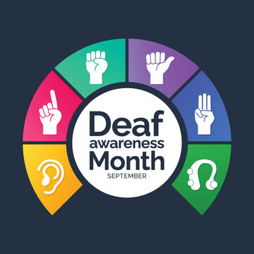 Deaf awareness month in September with sign language concept. Vector illustration