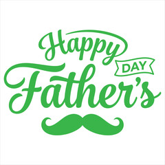 Fototapeta premium Father's Day Greeting with Green Text and Mustache Graphic Featuring Celebration, Holiday, Dad with Family and Typography