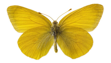 Bright yellow butterfly with detailed wings, isolated on transparent background © Luca