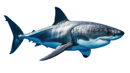 Obraz premium Great white shark swimming detailed view, white
