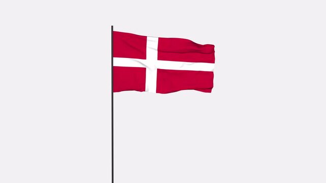Denmark Flag Animation 4K Transparent Background with Alpha Channel