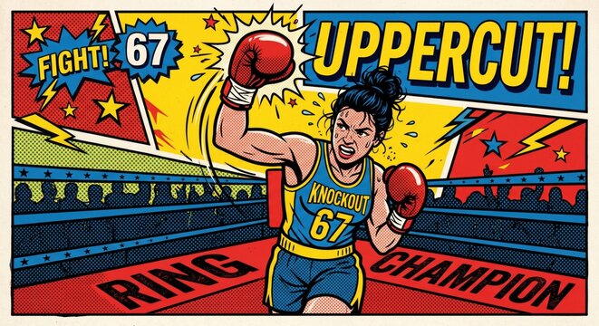 Boxer throwing uppercut in ring, champion fighter in action