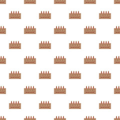 Fototapeta premium Red wine bottles arranged in wooden crates forming a seamless background pattern