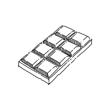Simple line art hand drawn sketch of  a chocolate bar 