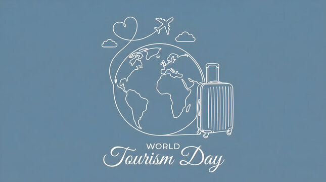 World tourism day, travel and globe icon