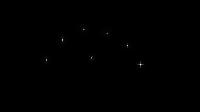 Sparkling starbursts emerge and fade in a dark luminous arc with gentle motion