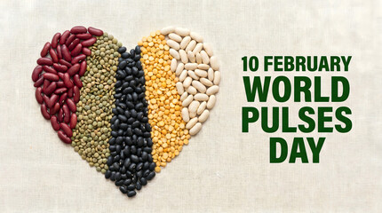 World Pulses Day, colorful bean heart, legumes