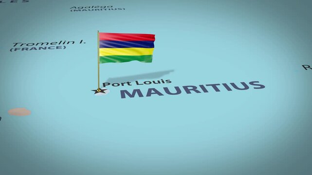 Mauritius Map Flag 4K Loop
