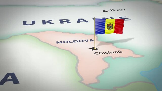 Moldova Map Flag 4K Loop