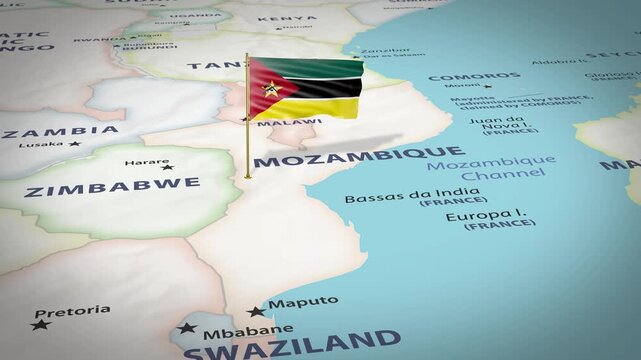 Mozambique Map Flag 4K Loop