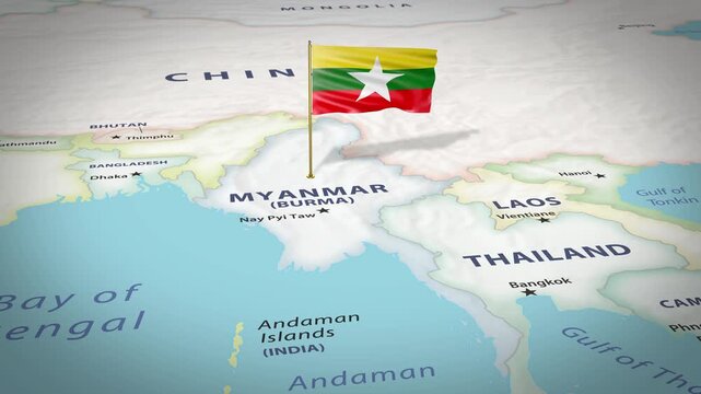 Myanmar Map Flag 4K Loop