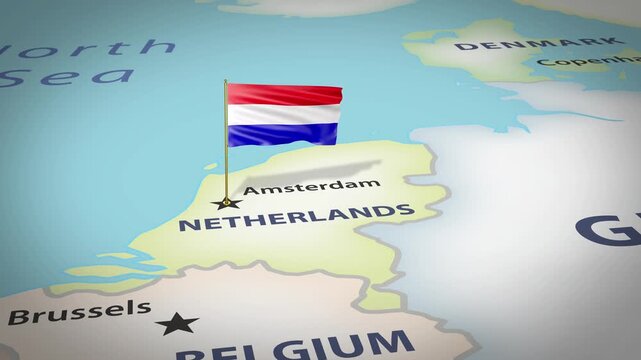 Netherlands Map Flag 4K Loop
