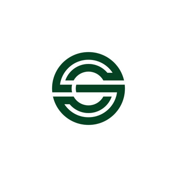 letter sg sgc simple stripes geometric round logo vector