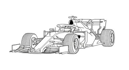 Naklejka premium Detailed drawing of a race car.