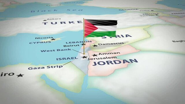 Palestine Map Flag 4K Loop