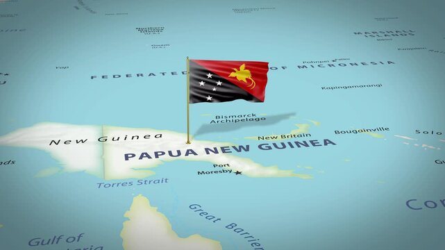 Papua New Guinea Map Flag 4K Loop