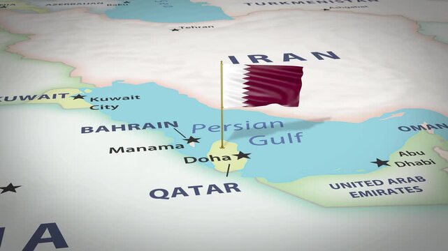 Qatar Map Flag 4K Loop