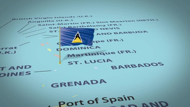 Saint Lucia Map Flag 4K Loop