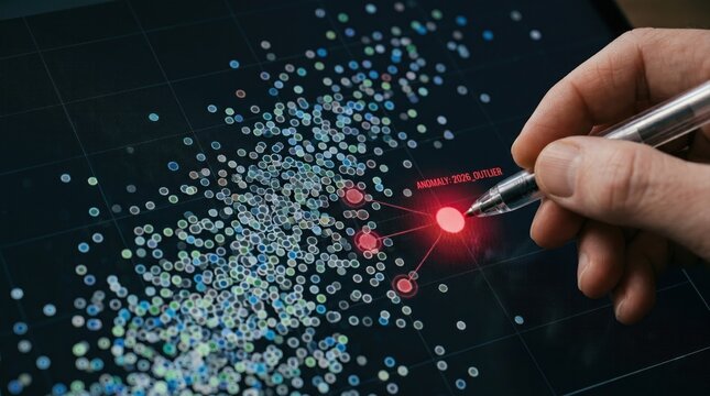 Data Scientist Detecting Anomalous Data Point on Digital Chart Screen