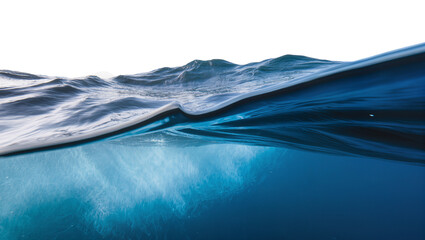 Ocean surface with waves and underwater view, isolated on transparent background © Corotaev