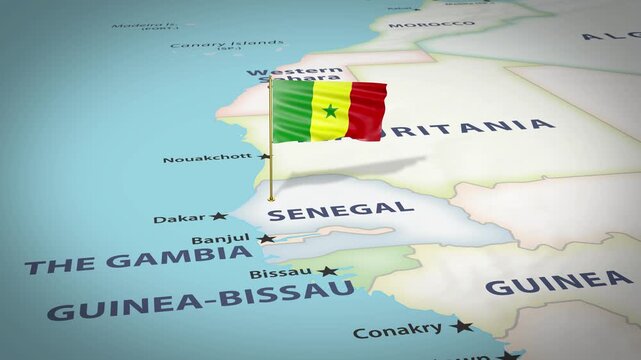 Senegal Map Flag 4K Loop